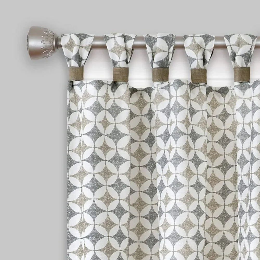Window Curtain Panel Drapes with Double Layer Plaid Gingham Design, Cuff Tab Top